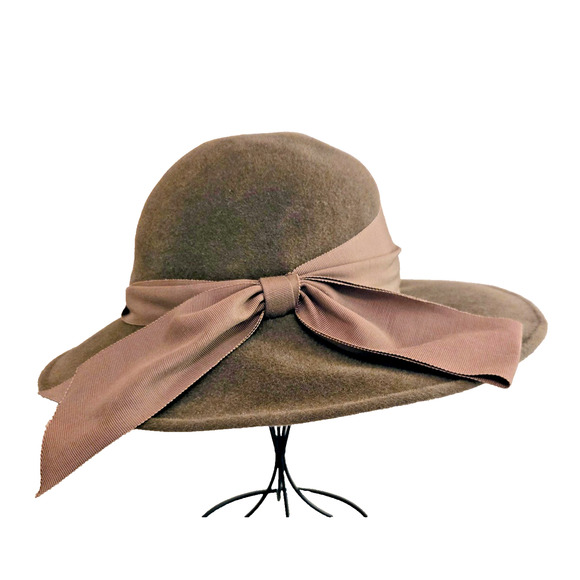 Vintage Therese Ahrens brown felted wool hat with bow main image 7